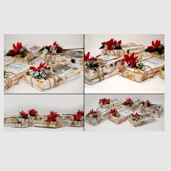 Rustic Christmas Holiday Floral Arrangement Centerpiece, Upcycled, Books, Shabby - Picture 2 of 8